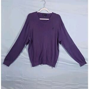 Polo Ralph Lauren Mens Large Long Sleeve Sweater Purple 100% Pima Green Pony